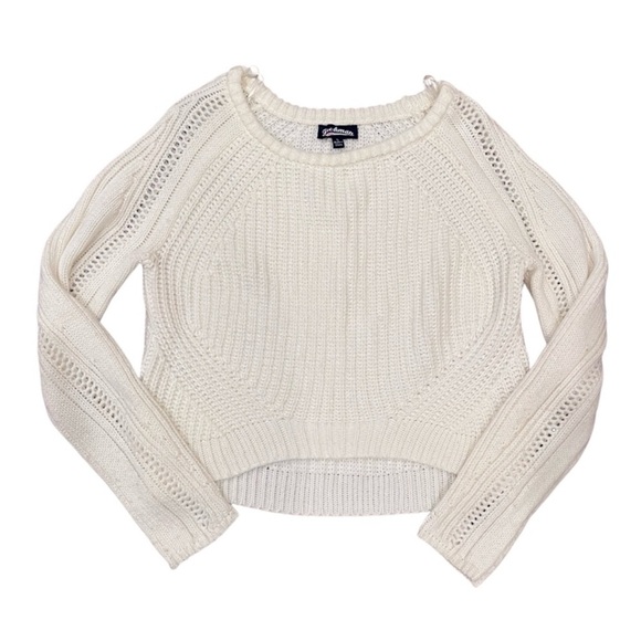 Y2K Freshman 1996 White Knit Crochet Sweater Coquette fall winter cute beachy90s - Picture 1 of 8